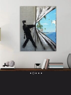 Covering Paradise by Banksy Canvas Wall Art
Size: 20 x 25, EUC 🏝️